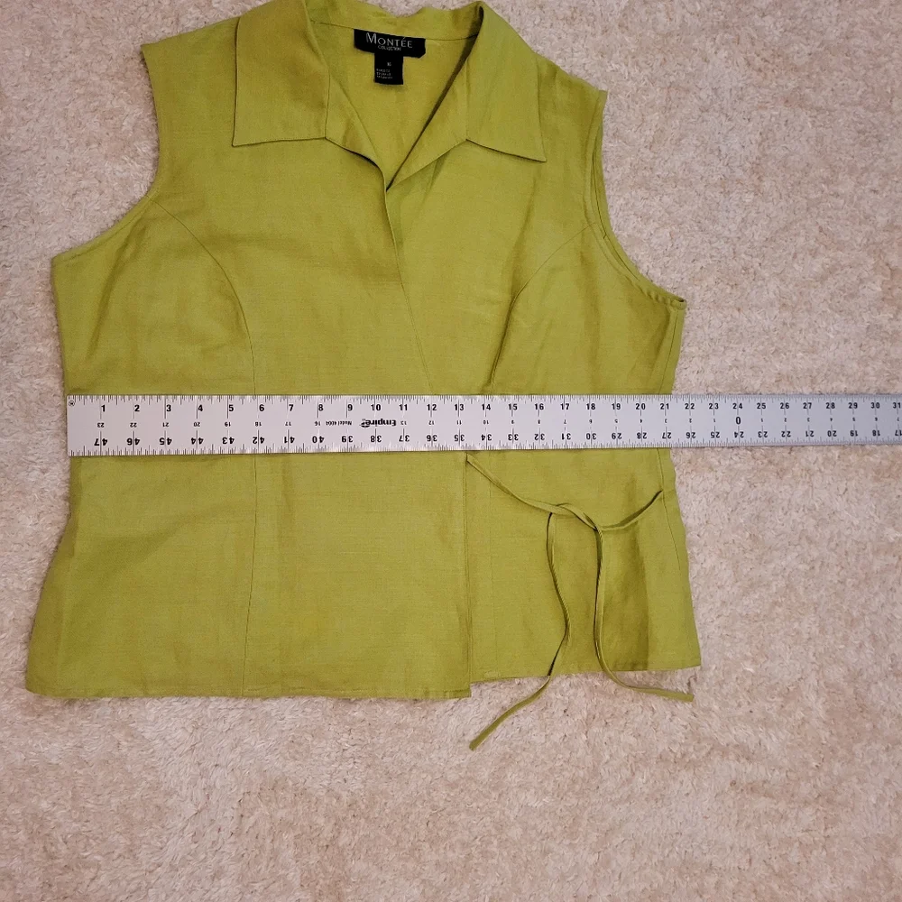 Vintage Montee' Collection lime green wrap top size 16 - Picture 9 of 10